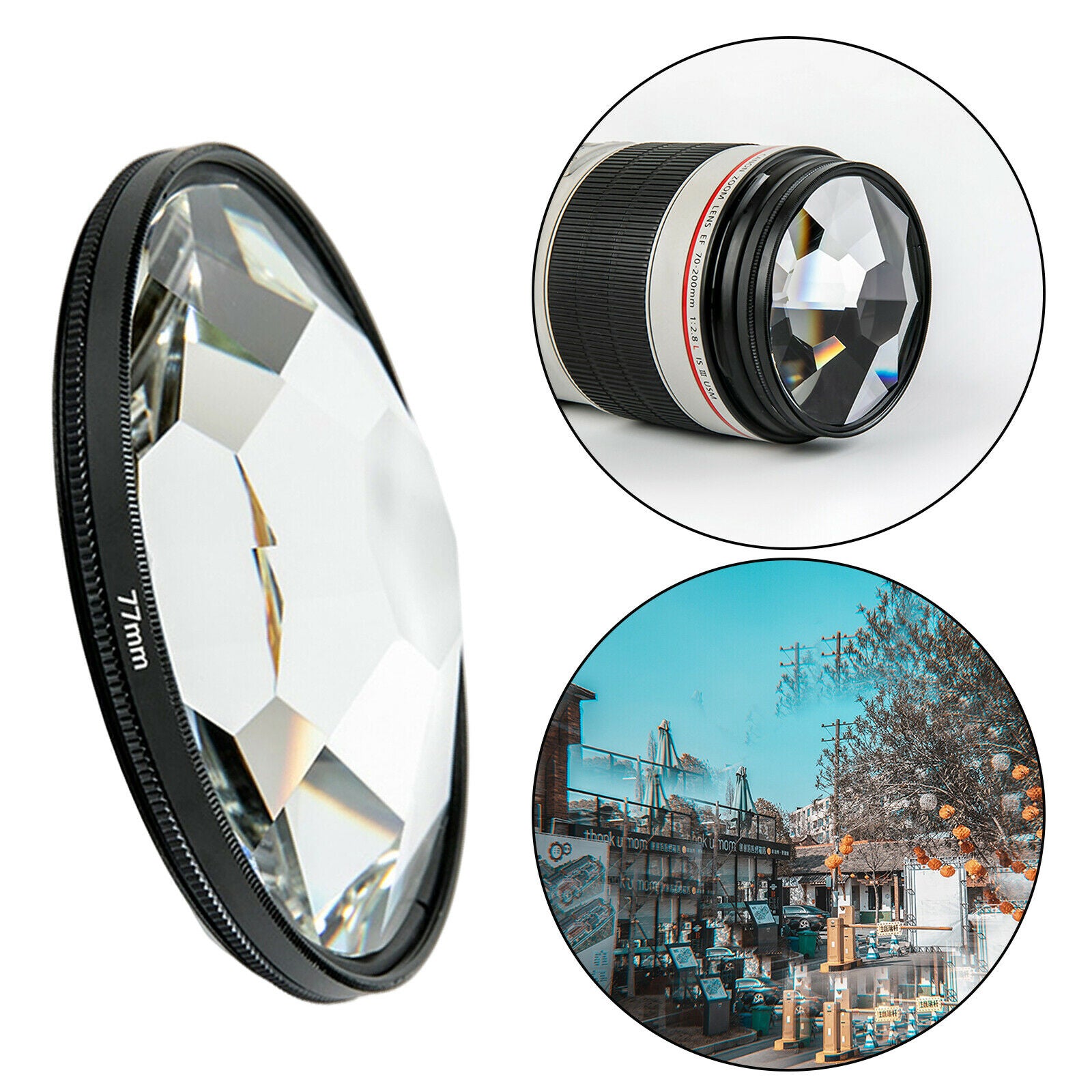 Kaleidoscope Prism Camera Glass Filter Lens Variable Number of Subjects SLR