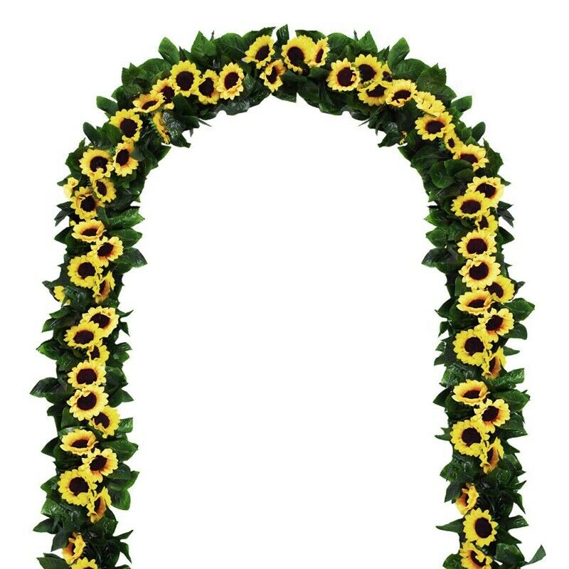 2 Pack Artificial Sunflower Garland Silk Sunflower Vine Artificial Flowers WitZ6