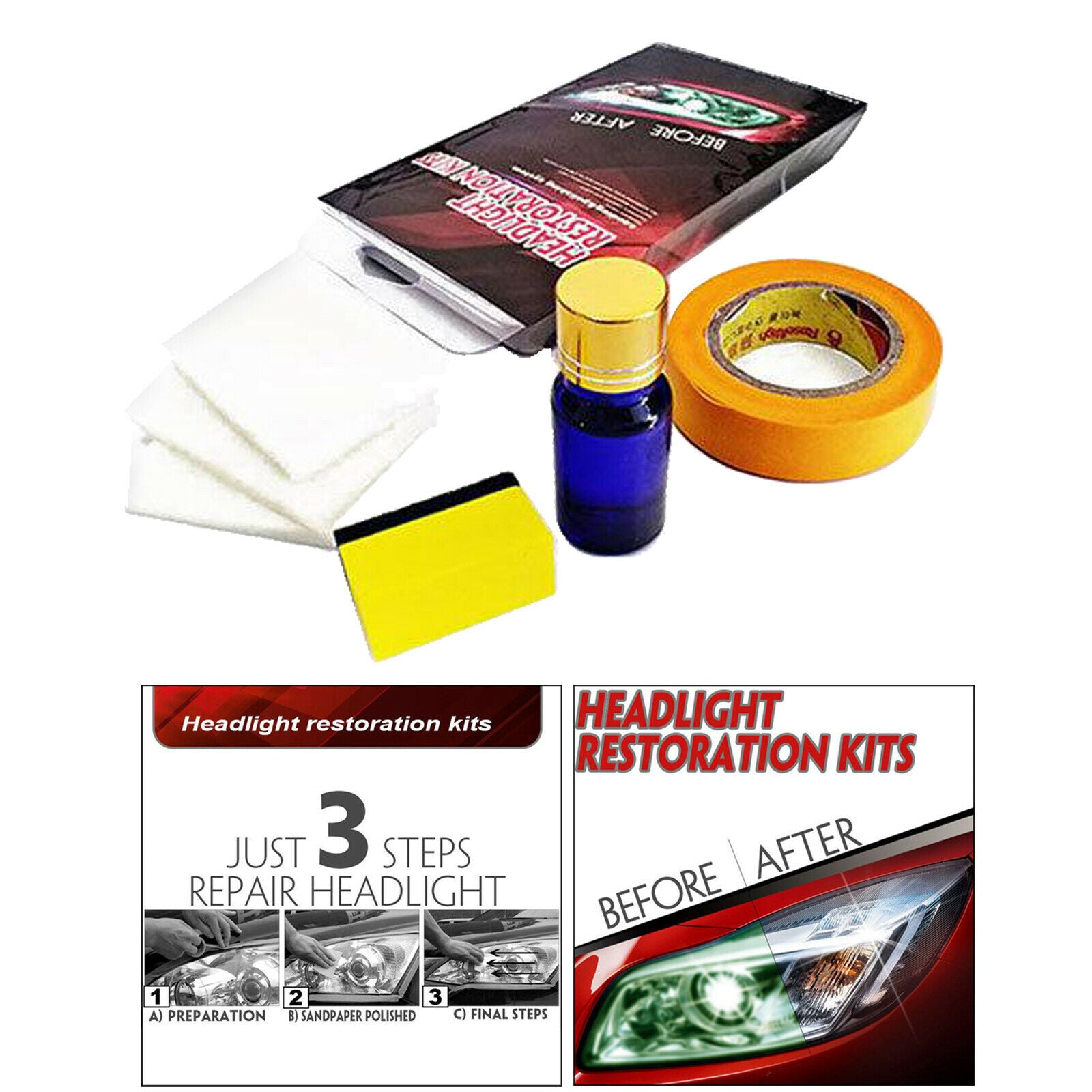 Vehicle Auto Car Headlight Restoration Kit Scratch Remover Easy to use