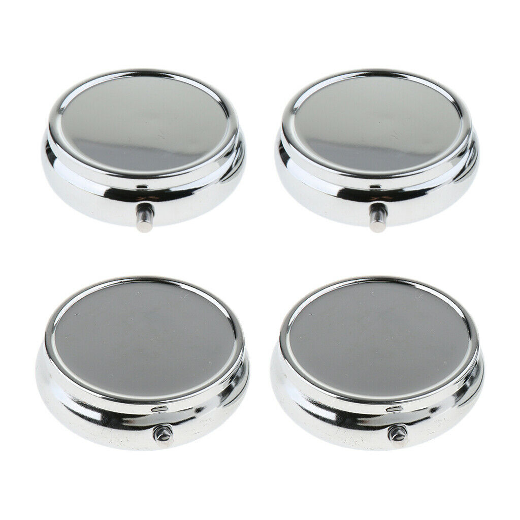 Set of 2 Compact Metal Pill Box Travel Medicine Case Storage Pocket 3 Slots