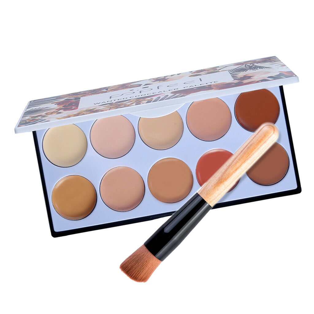 10 Colors Smooth Concealer Makeup Base For Blemish Spots Dark Circles With Brush