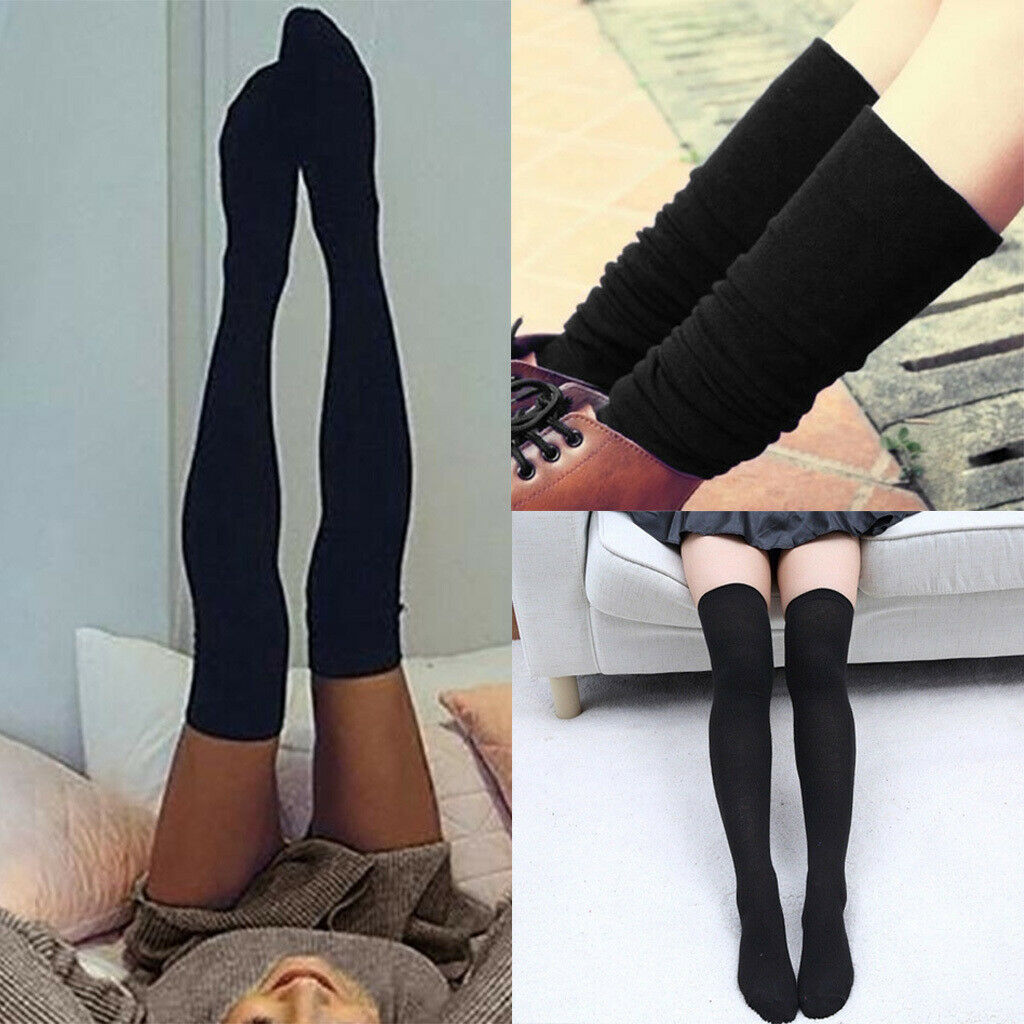 5 Pairs Set Womens Girl Sexy Plain Thigh High Socks Stocking School Socks
