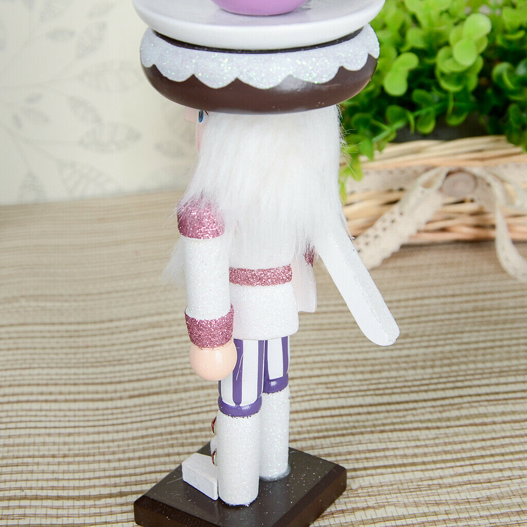 2pcs 25cm Wooden Solider Nutcrackers w/ Cake Hat Christmas Decoration Ornament