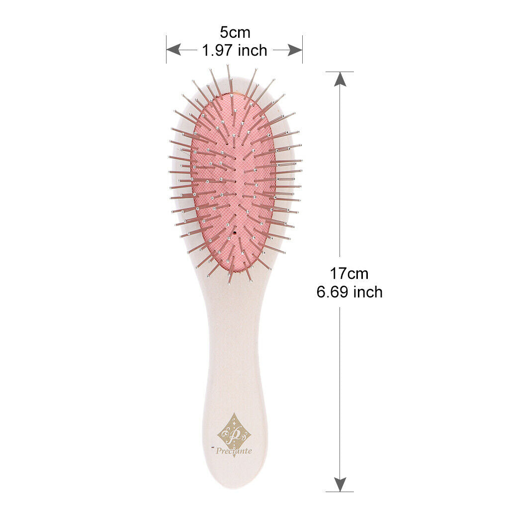 Oval Cushion Hairbrush Anti-Static Detangler Steel Teeth Wet Dry Hair Comb