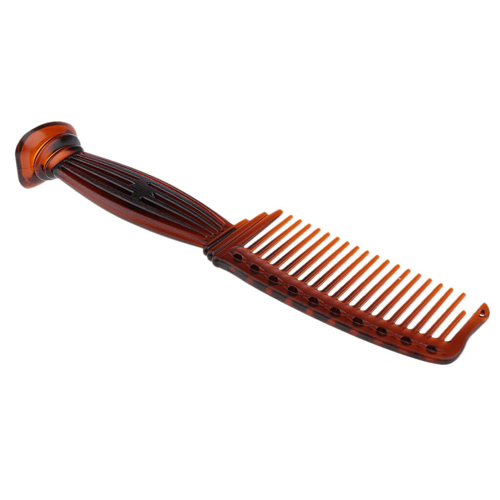 Wide-tooth Smooth Comb Plastic Detangling Hairbrush for Reducing Hair Loss Brown