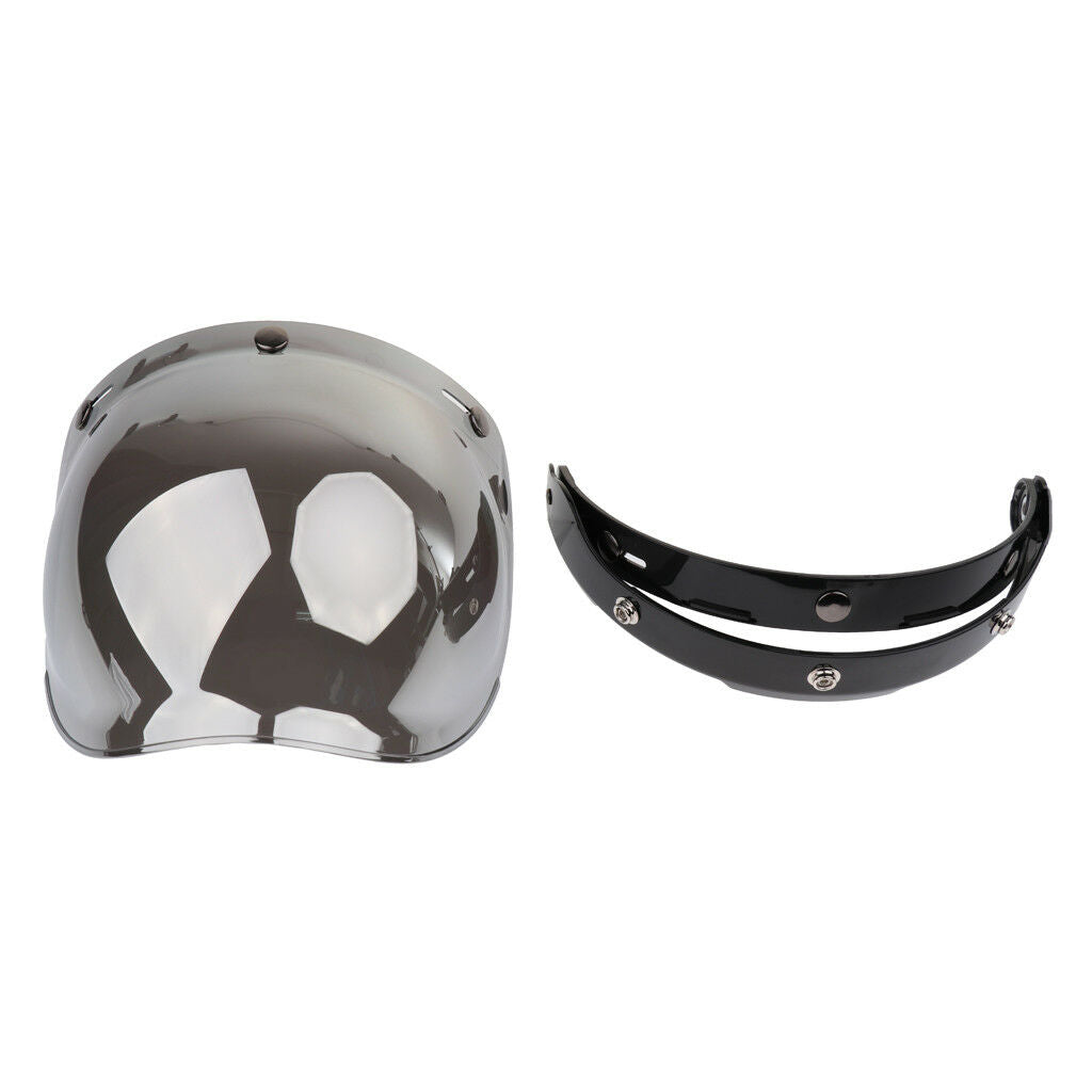 Motorcycle Flip Up 3 Snap Bubble Visor Dirt Bike Helmet Face Wind Shield