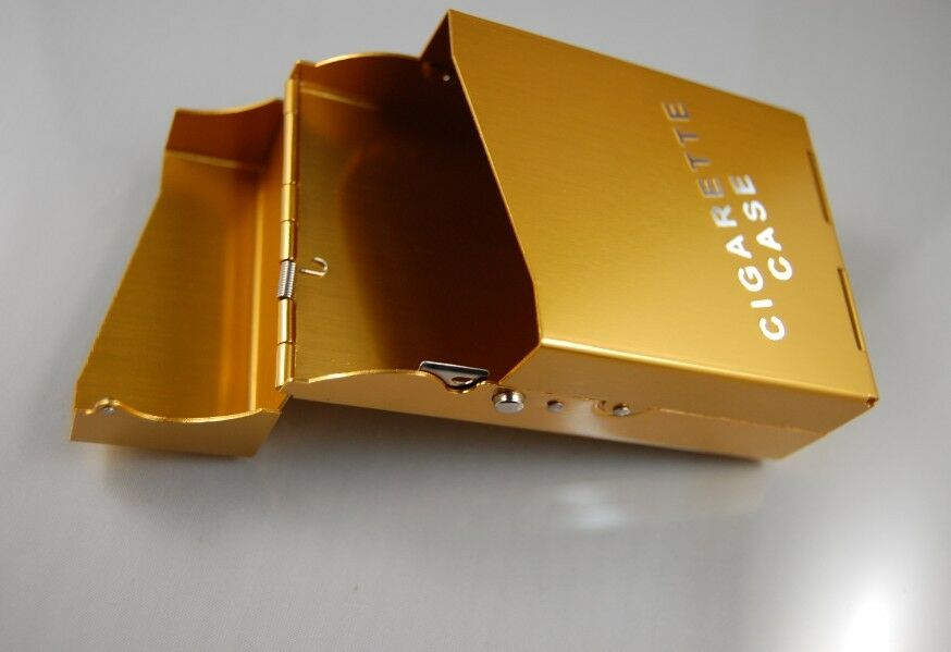yellow Lightweight Aluminum Cigarette Cigar Tobacco Case Holder Box MA GBM