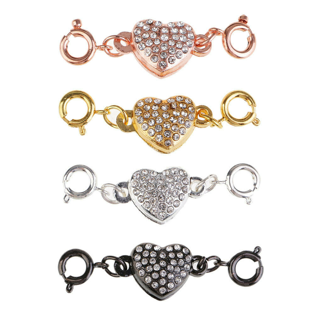 4 Colors Rhinestone Heart Magnetic Clasps Bracelets Jewelry Making Findings