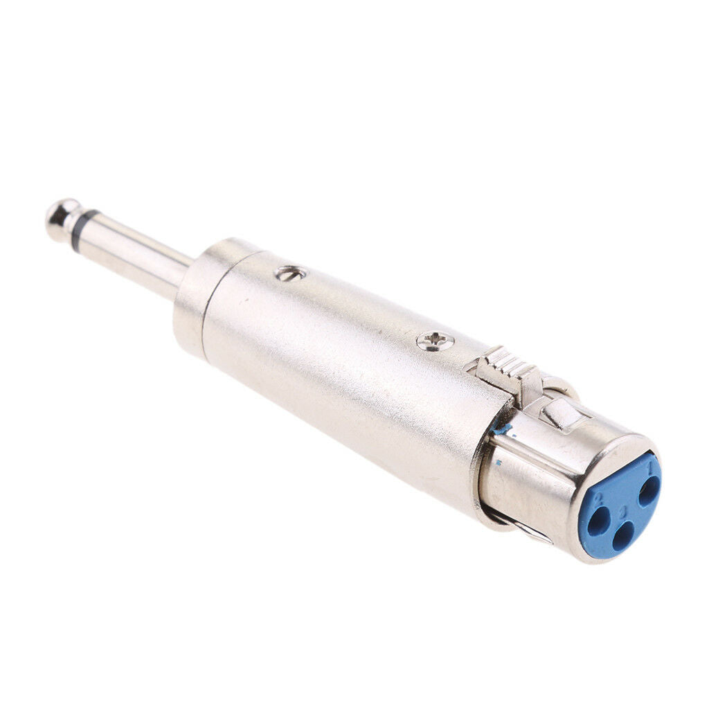 Metal XLR 3 Pin Female to Mono 6.35mm 1/4 Male   Plug Adaptor Converter
