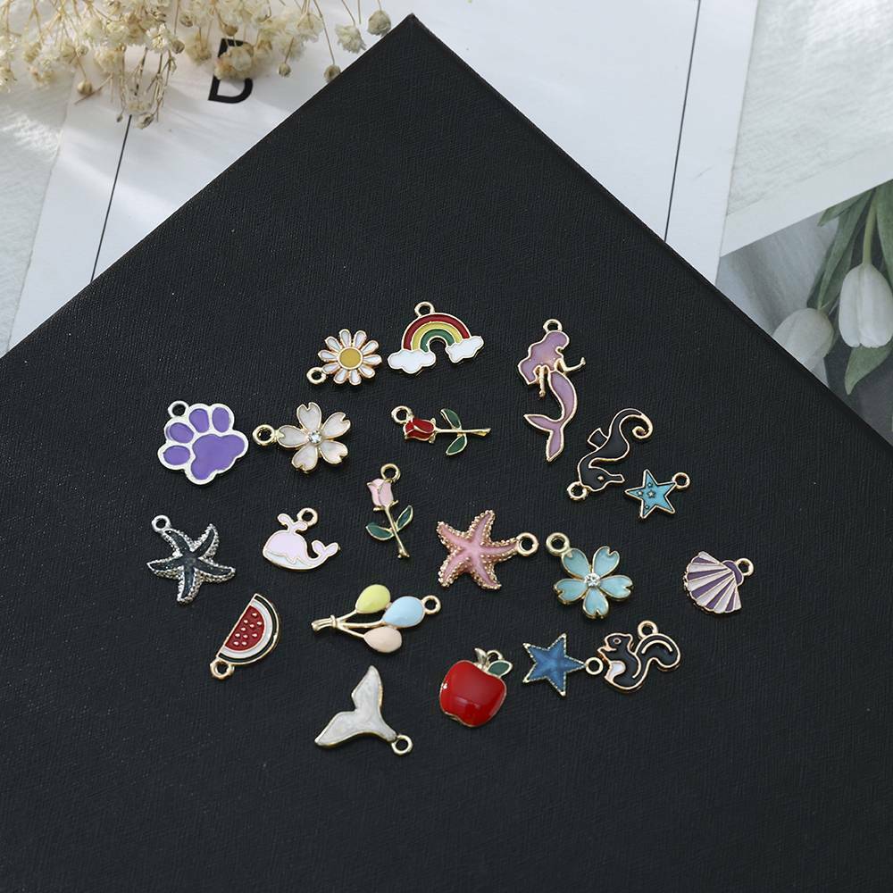 20pcs/Set Enamel Mixed Alloy Pendant Charms Jewelry DIY Accessories Random