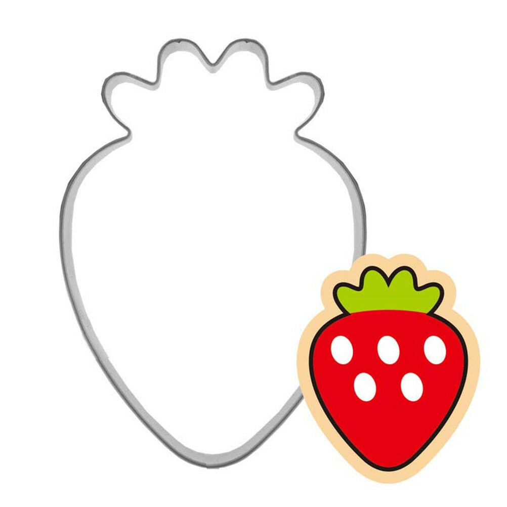 strawberry shaped stainless steel cutter biscuit cookie mold baking decor  Rf
