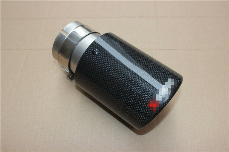 Universal Steel Real Carbon Fiber Auto Car Muffler Exhaust Tip 63MM IN-89MM OUT