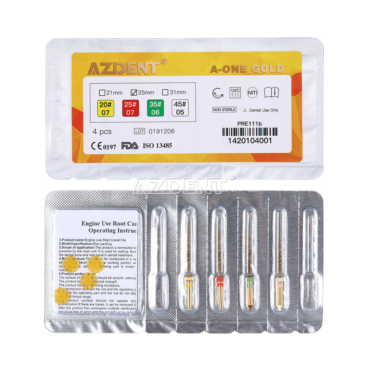 5 Kits Dental Reciprocating Endodontic Root Canal Niti Primary File 25mm 4Pcs