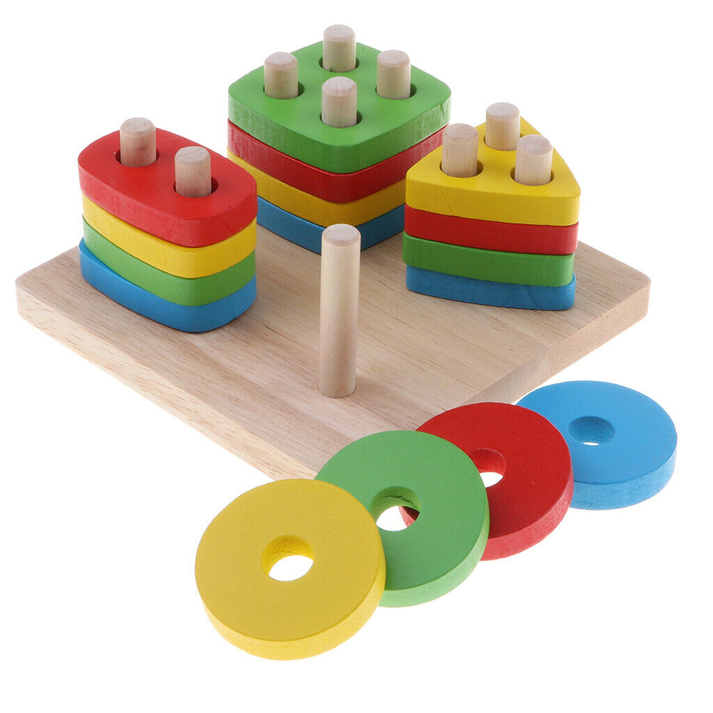 Educational wooden geometry blocks, the puzzle development baby