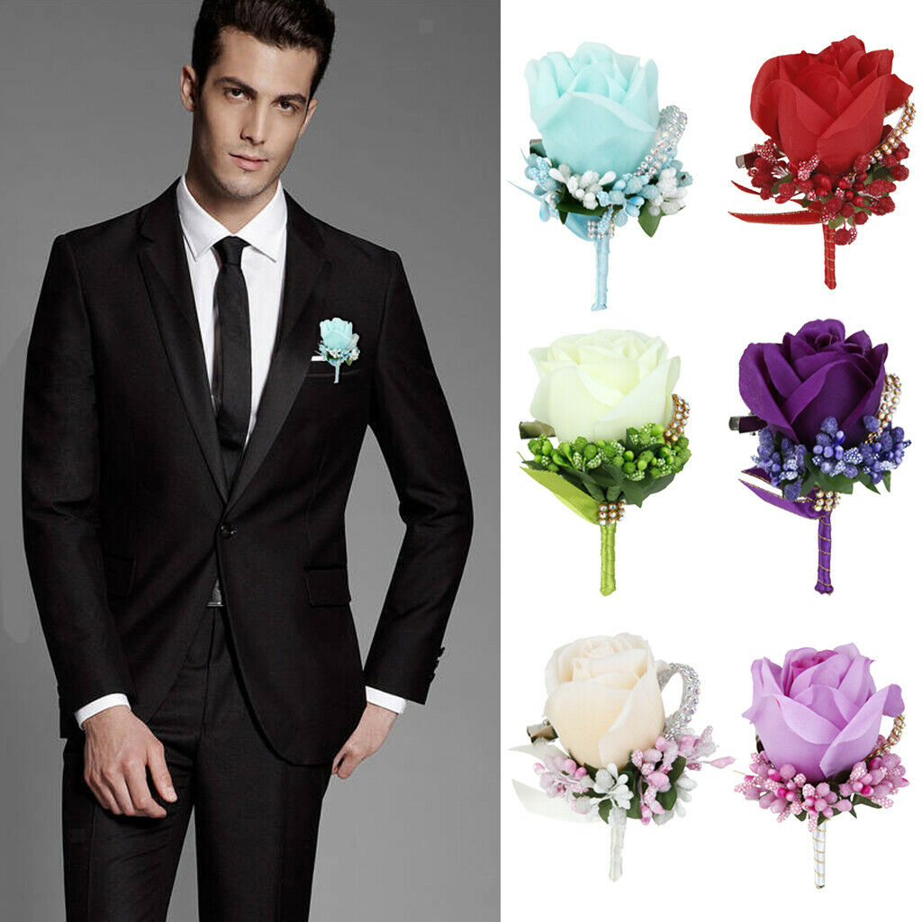 Men's Wedding Crystal Bridal Groom Boutonniere Corsage