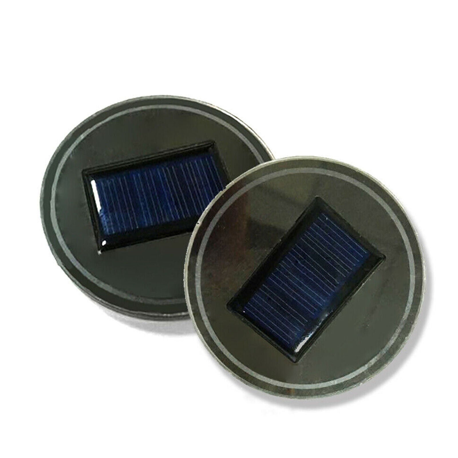 2PC LED Solar Cup Pad Car Accessories Light Cover Interior Decoration Lights