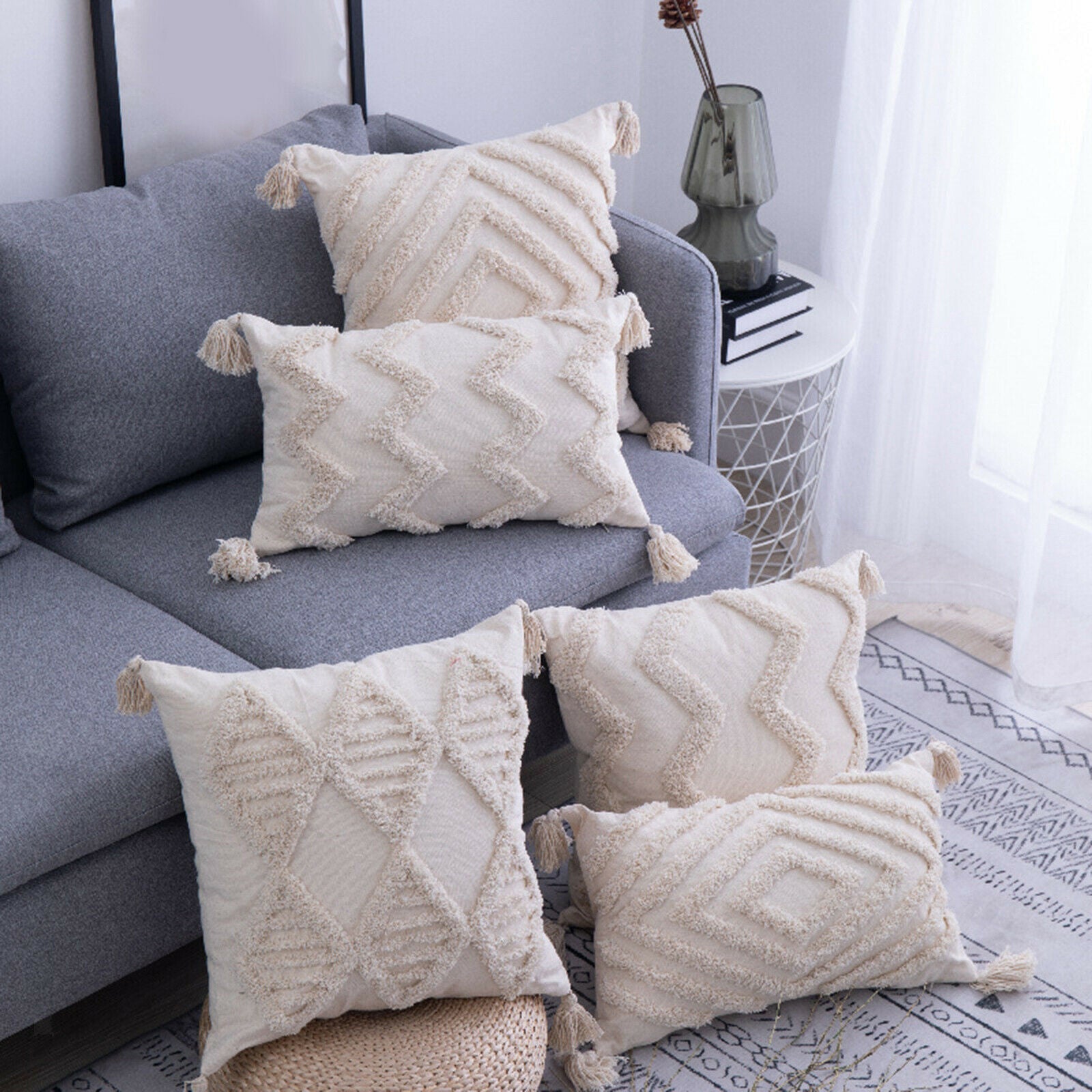 2pcs Throw Pillow Covers Cotton Pillow Case Cushion Covers 45x45cm 30x50cm