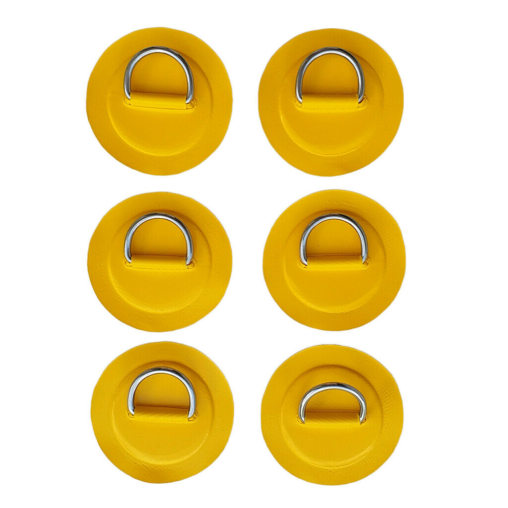 6Pcs Stainless Steel D-Ring Round Patch Pad for Inflatable Boat Kayak Dinghy