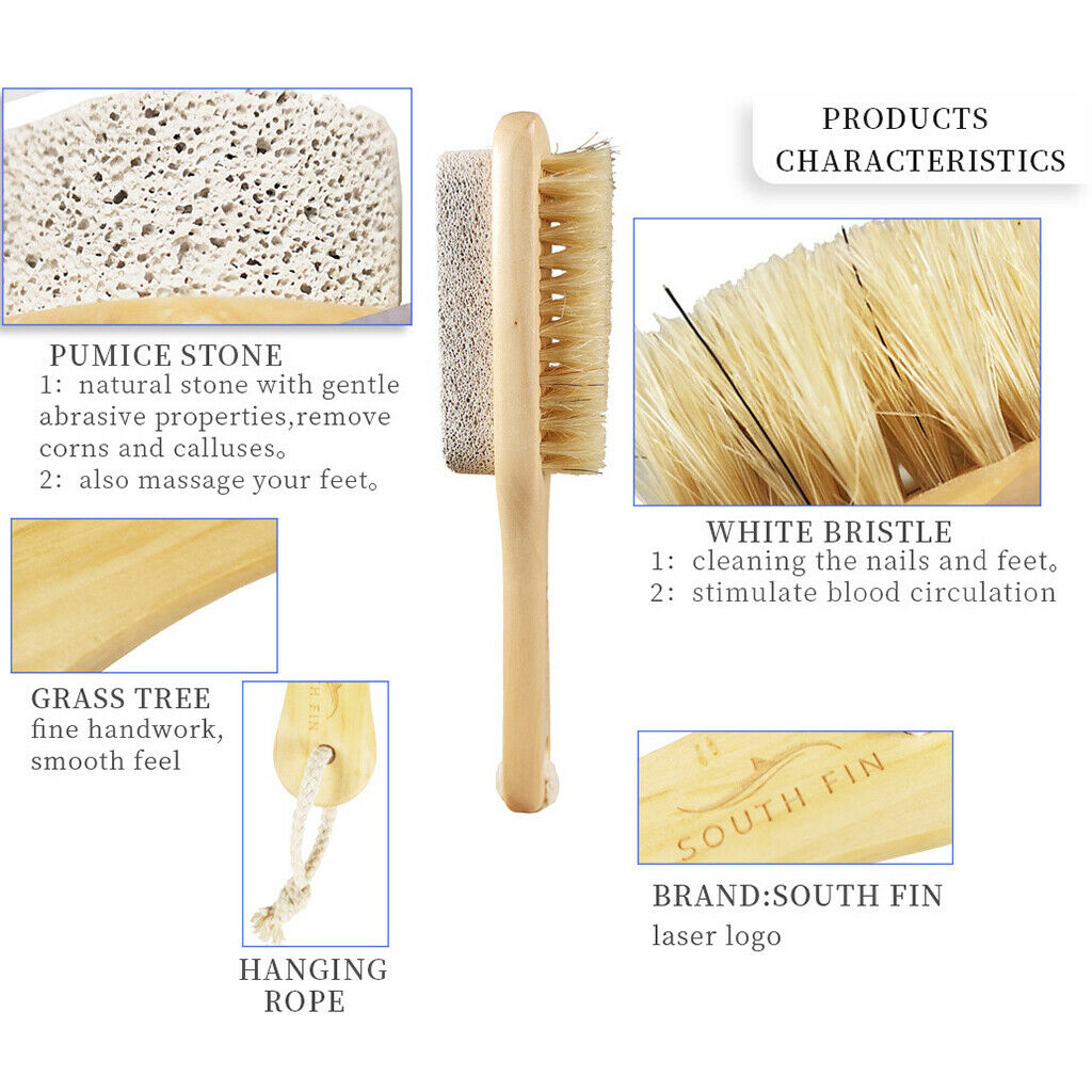 Dual Sides Foot File Exfoliator Pumice Stone Remover Brush w/ Hanging Strap