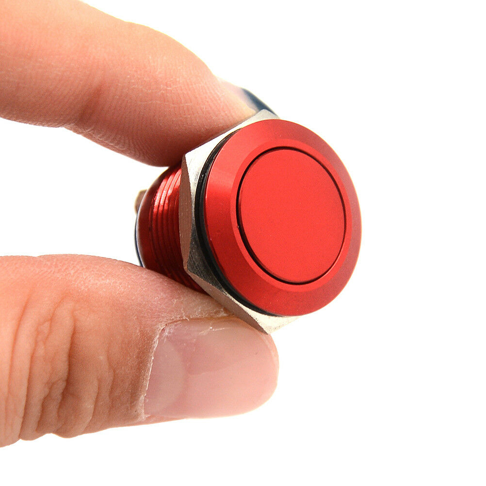 1PC 19mm waterproof red momentary metal push button switch flat top switch BDAU