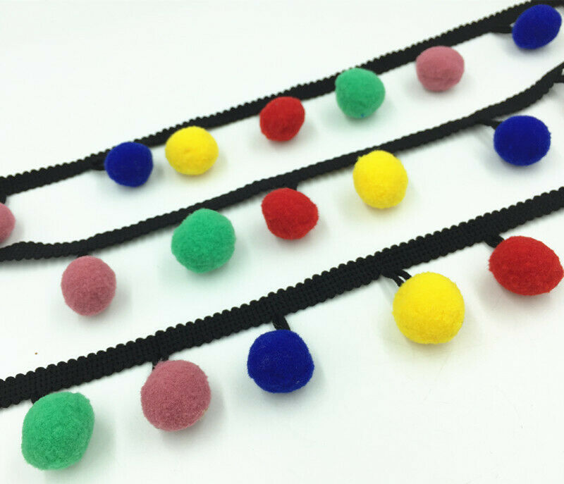 3 yards Pom Pom Colorful Ball Fringe Braid lace Trim crafting sewing