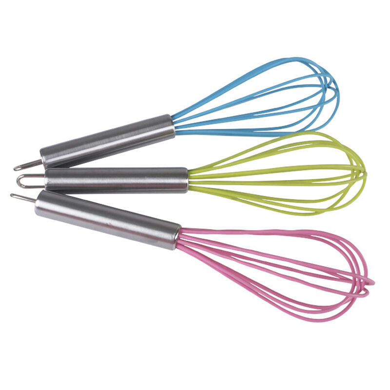 Good Handle Whisk silicone Kitchen Mixer Balloon Wire Egg Beater Tool  J7 RDD