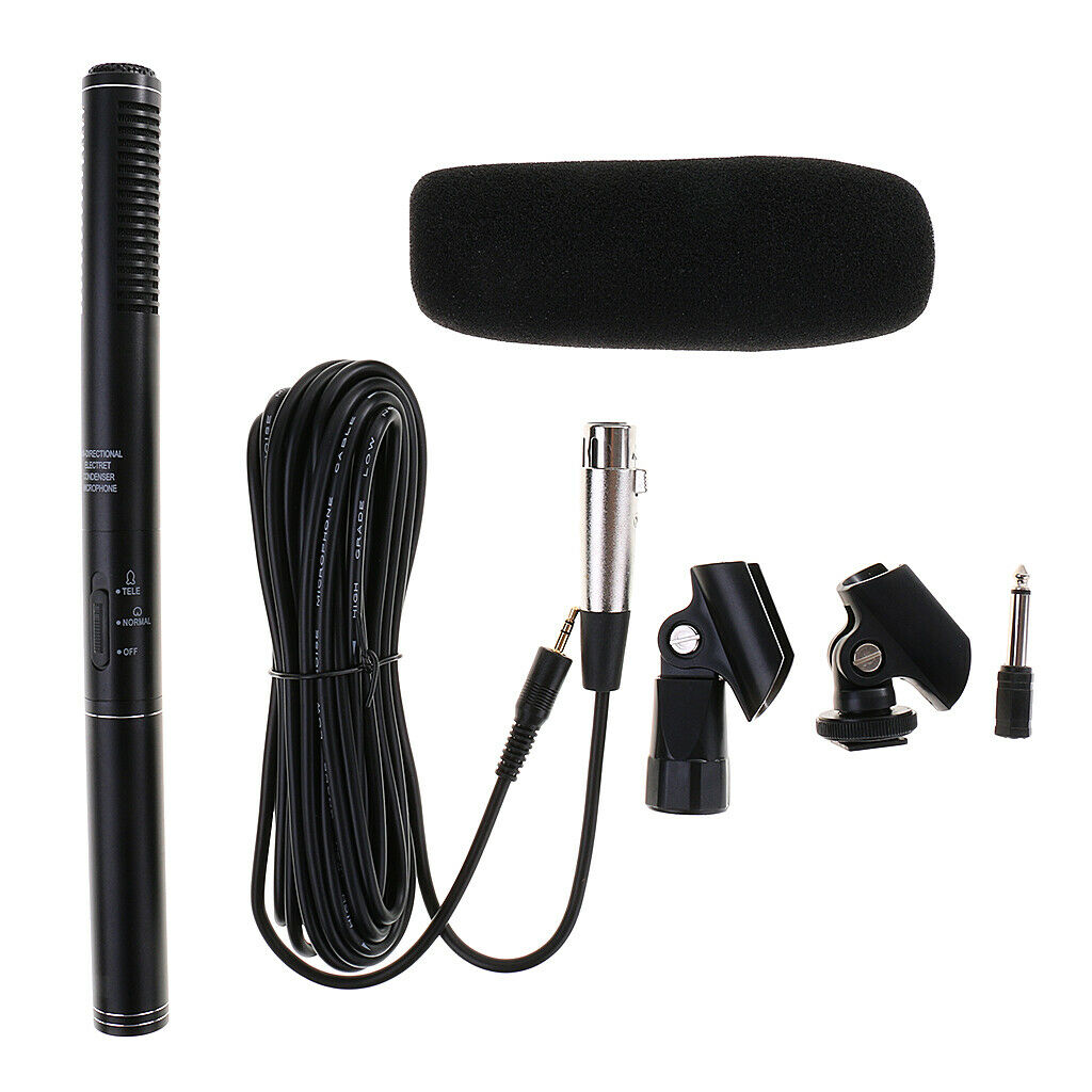 Professional Interview Microphone Unidirectional Recording Microphone Set Black