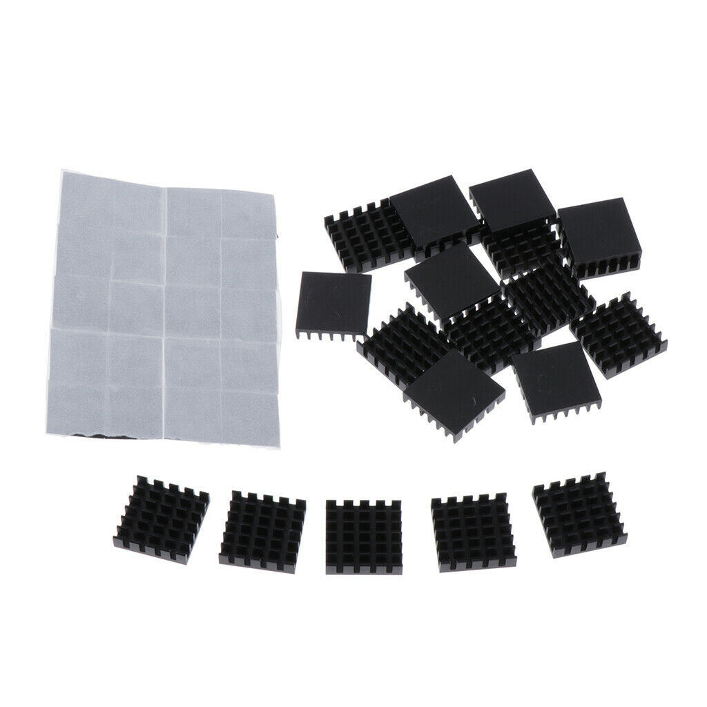20 Pieces Aluminum Radiators  Sinks 18x18x5mm + Pre-applied Thermal Tape