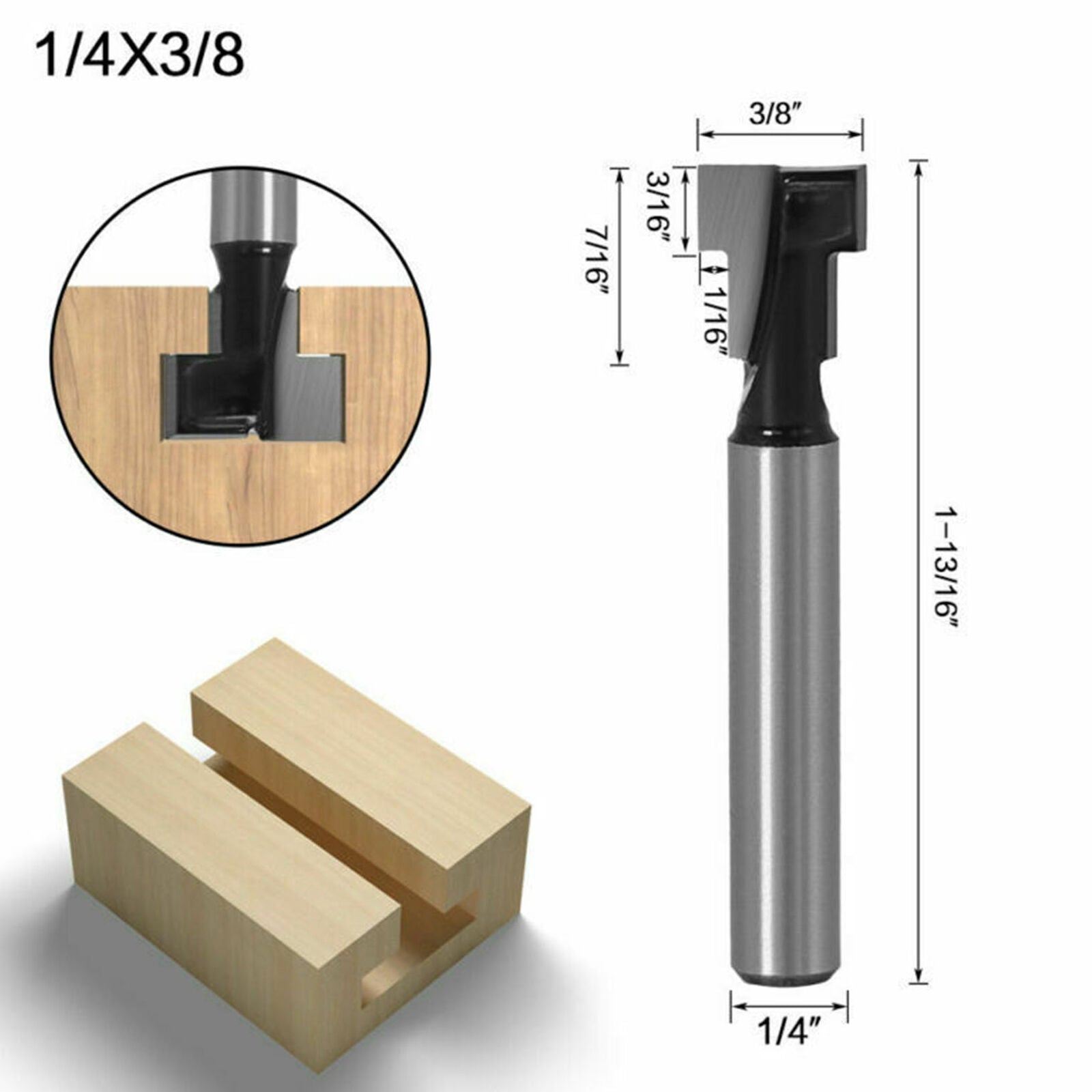 3 pcs T-slot cutter profile cutter 8mm 1/4 wood slot cutter cutter shank