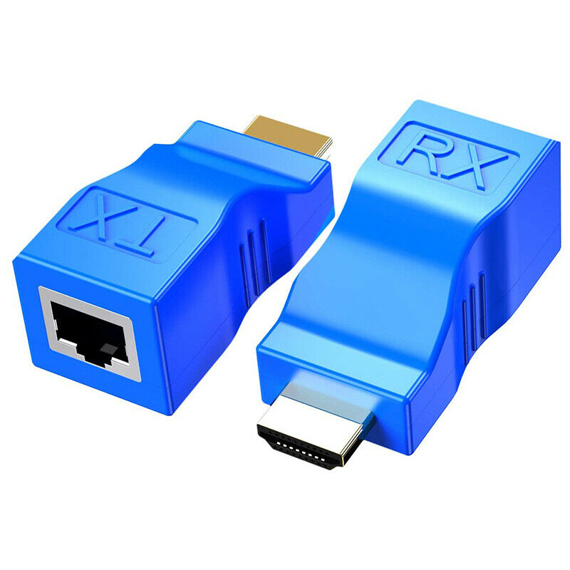 2Pack MI Extender,MI to RJ45 Converter Repeater over Cat 5E / 6 1080P Up to 30F2