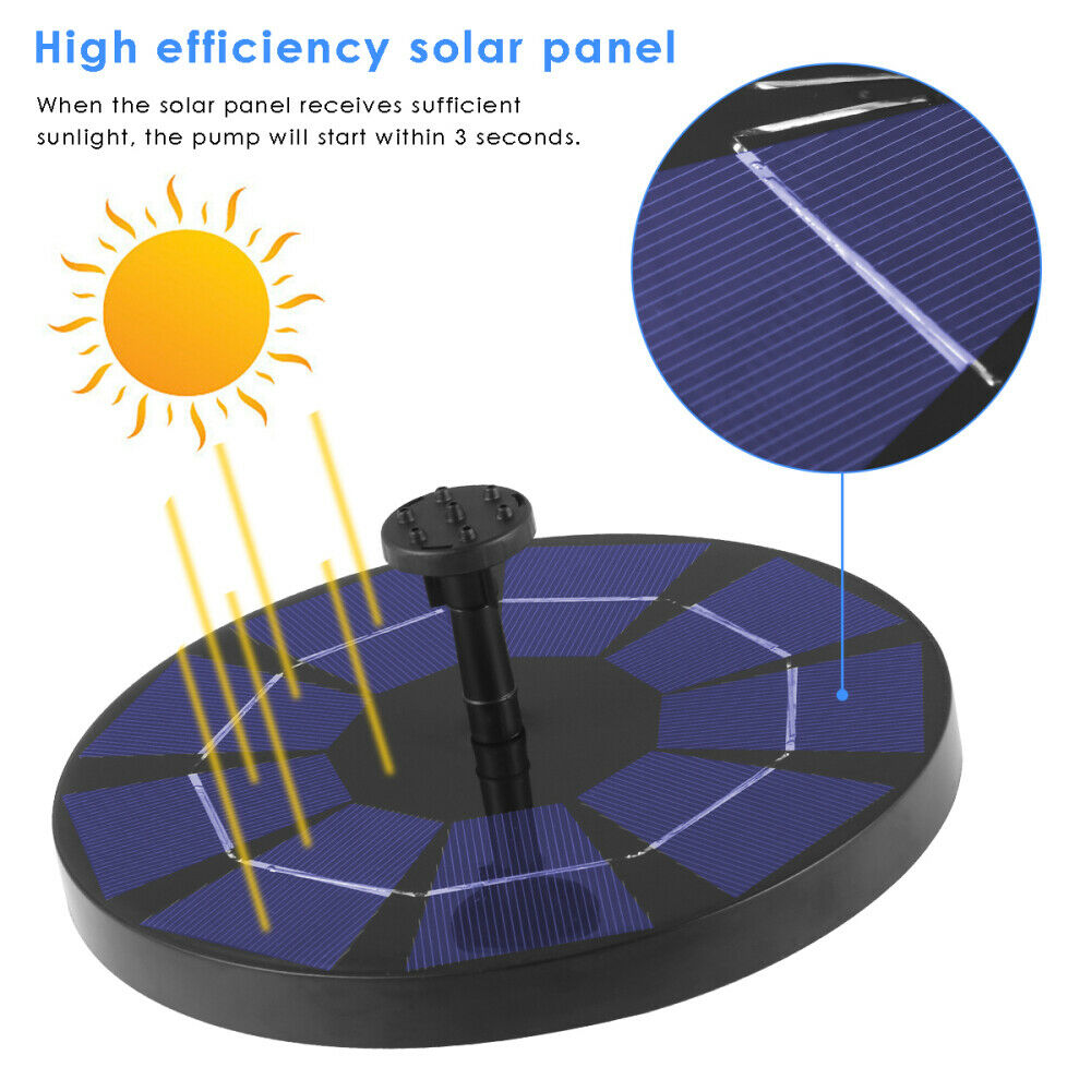 Solar Fountain Pump Solar Water Pump with 6 Nozzle for Birdbath Garden and Patio