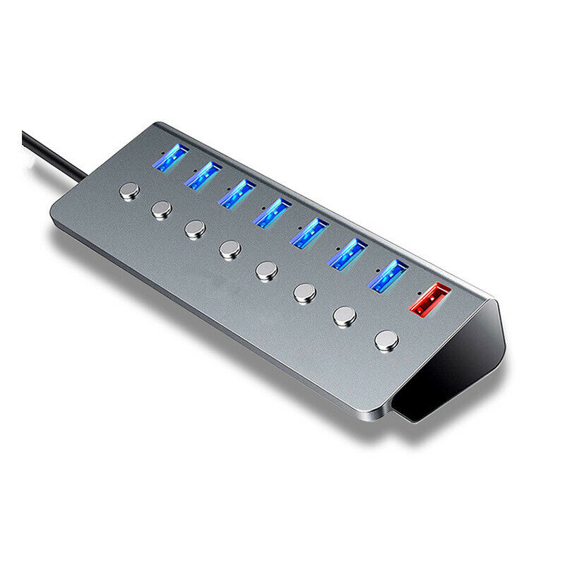 5V/3A 7 Ports USB Splitter 3.0 Independent Switch Extender Hub 1 for 8 Adapter