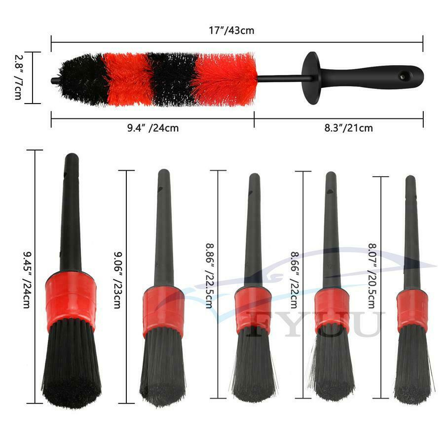 6Pcs Car Wheel Brush Rim Tire Detailing Auto Care Exhaust Tip Motorcycles Brush