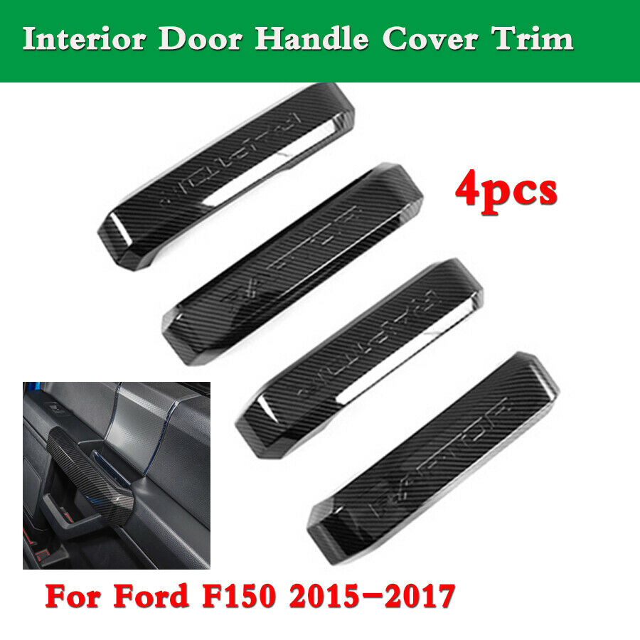 4pcs Interior Door Handle Cover Trim Carbon Fiber Look ABS For Ford F150 2015-17