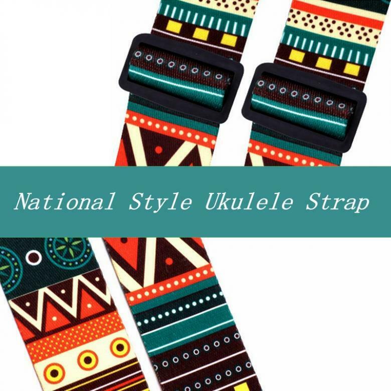 Adjustable Printing National Style Ukulele Strap Soft PU Leather