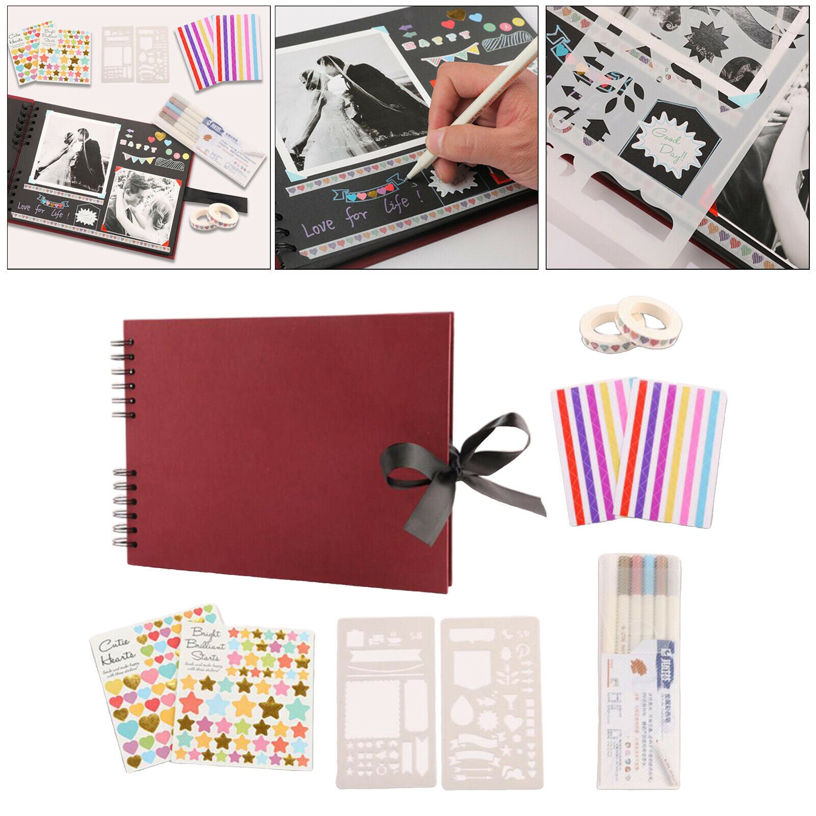 40 Pages Photo Album DIY Kit Baby Wedding Guest Book Anniversary Gifts Red