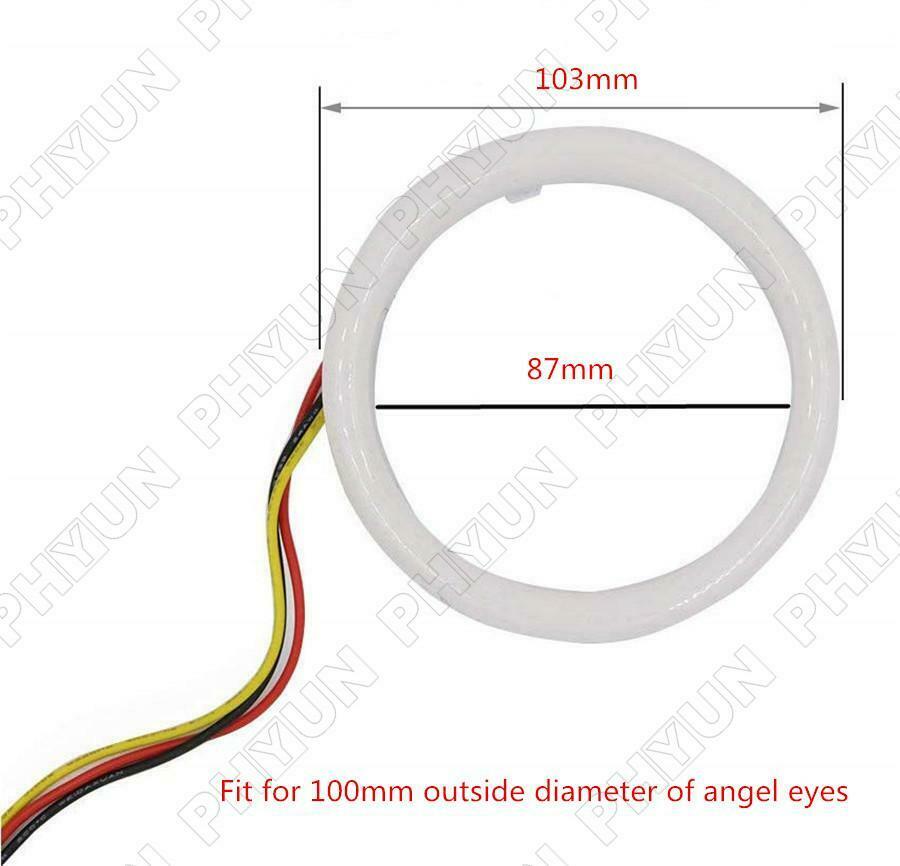 2x Car White Amber 100 MM LED Angel Eyes Halo Rings Headlight DRL Light Retrofit