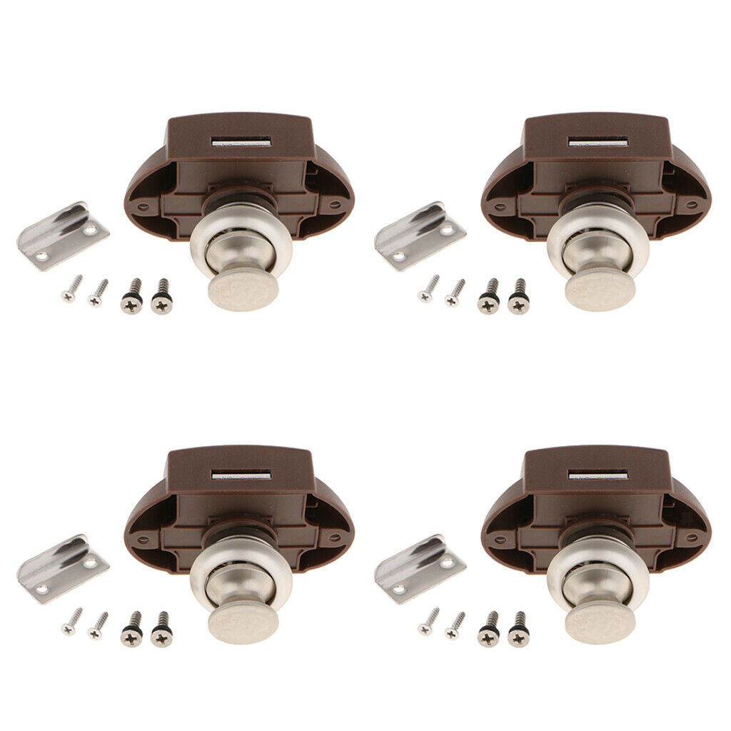 4x Push Button Catch Cupboard Door Knob Latch Lock for RV Camper Motor Home