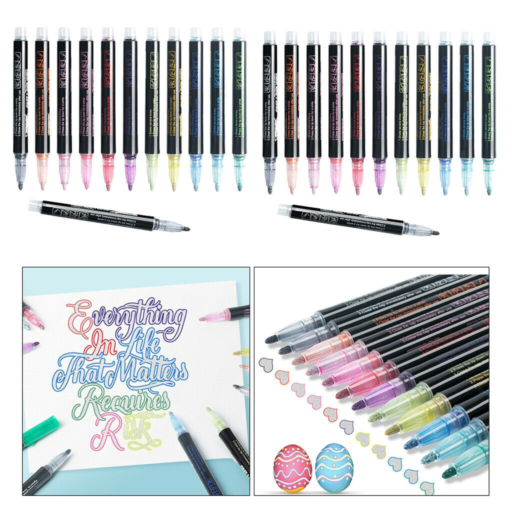 24 Pieces Glitter Brush Pen Set, Brush Pens, Watercolor Brushes, Brush Pen Set