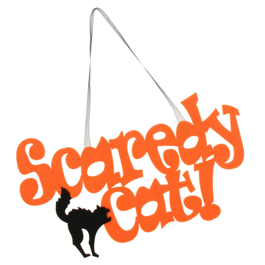 Scaredy Cat Hanging Nonwoven Signs Halloween Wall Door Hanging Pendant Decor