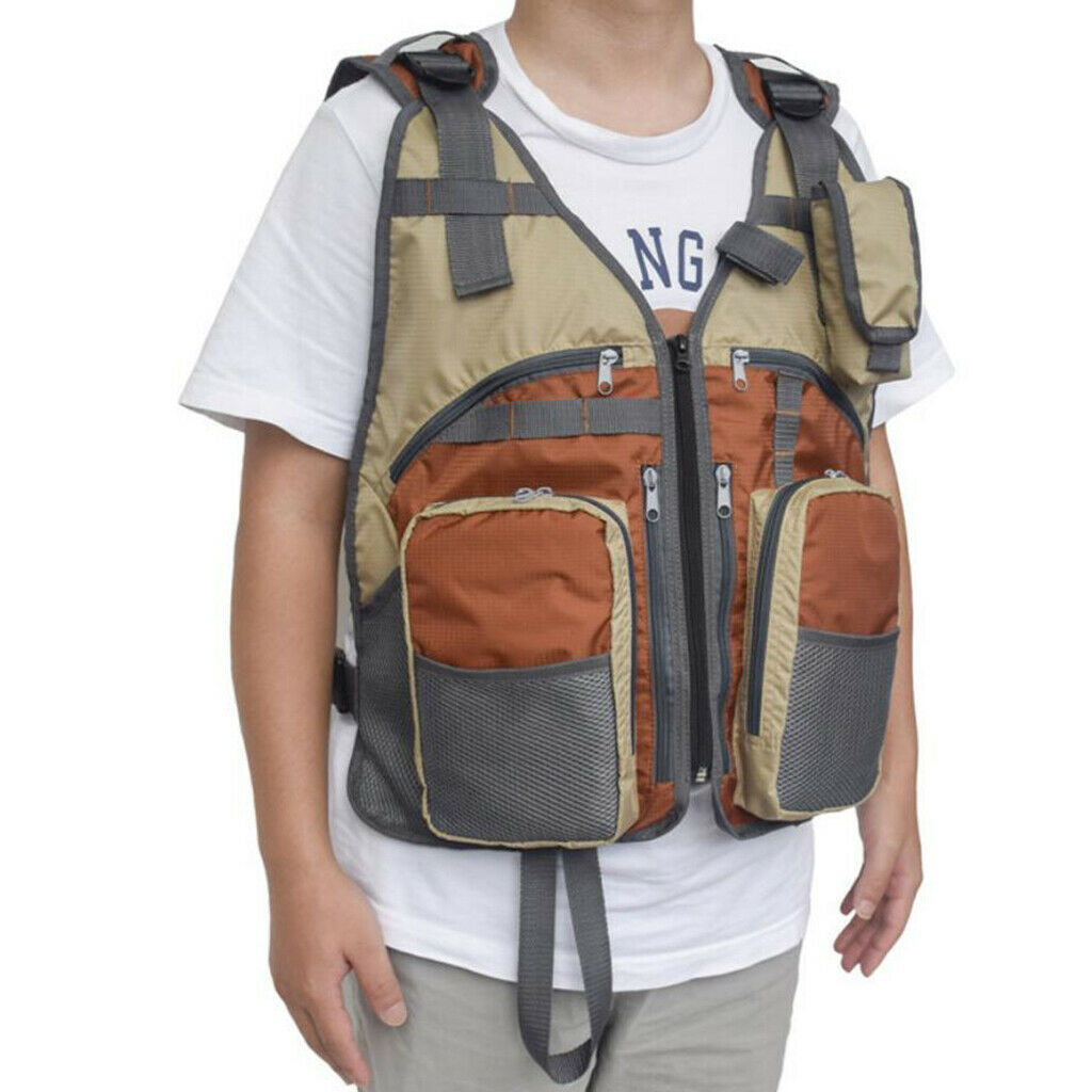 Breathable Multi-pockets Fishing Vest Adjustable for Men and Women, for Fly Bass
