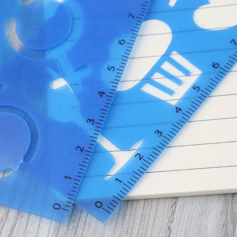 12Pcs Kids Cartoon Drawing Molds Ruler Plastic Children Painting Stencils DIY
