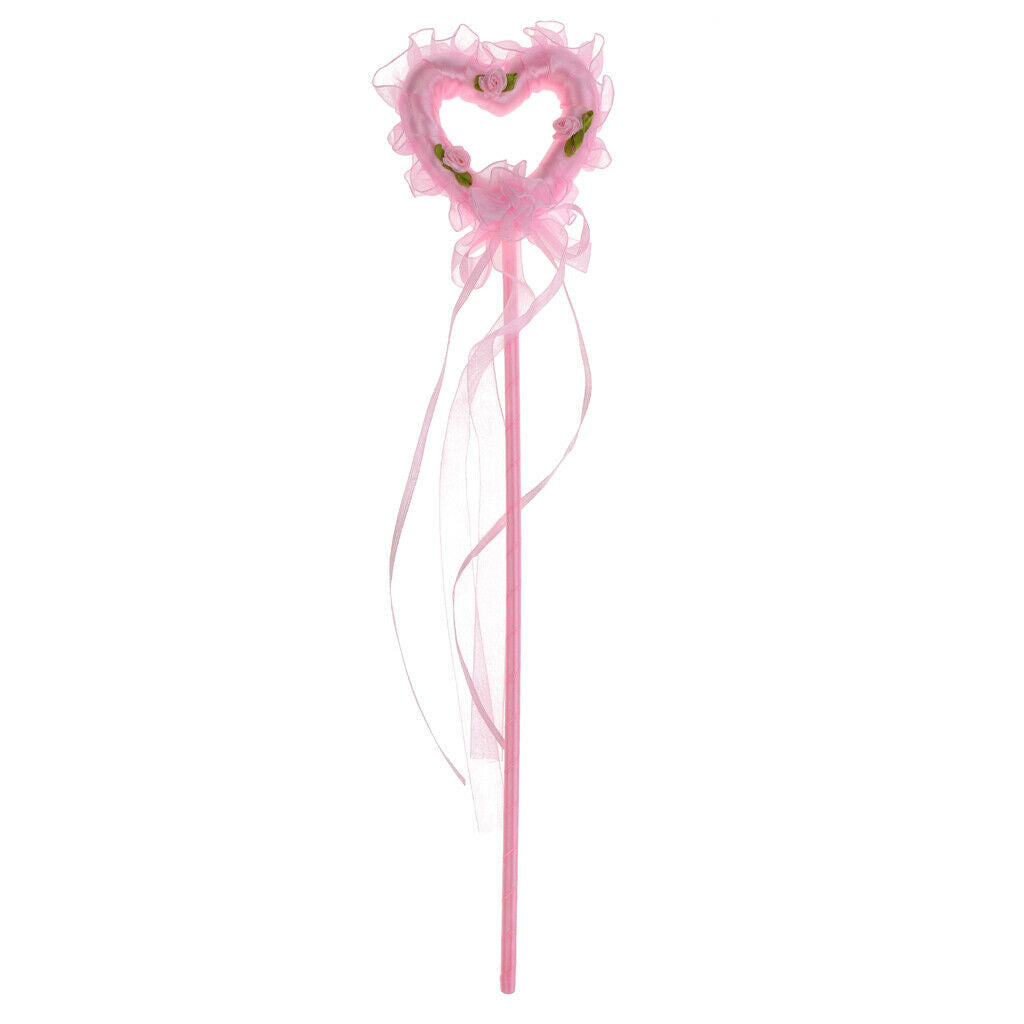 2 Pieces Pink Heart Shape Princess Fairy Wands for Kids Girls Party Supplies