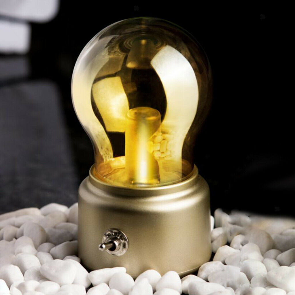 2x Small Retro Style Night Lamp USB Rechargable Atmosphere Lamp Glass Dome