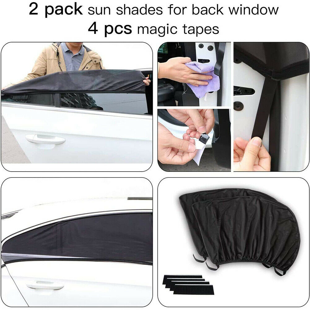 2pcs UV Protection Car Front Rear Side Window Sun Shade Anti-mosquito Net Cover