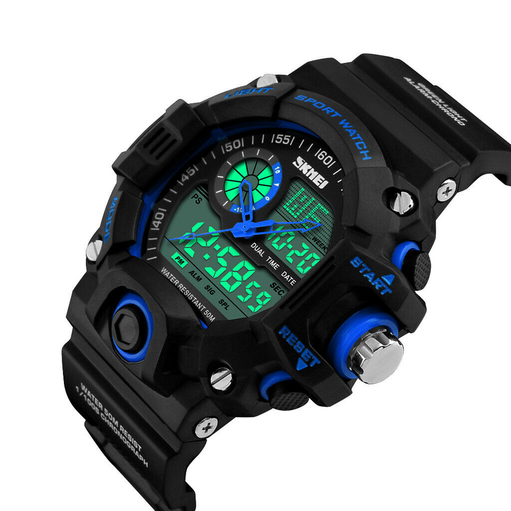 Mens Multi-Functional Sport Digital Watch 50m Water Resistant Blue