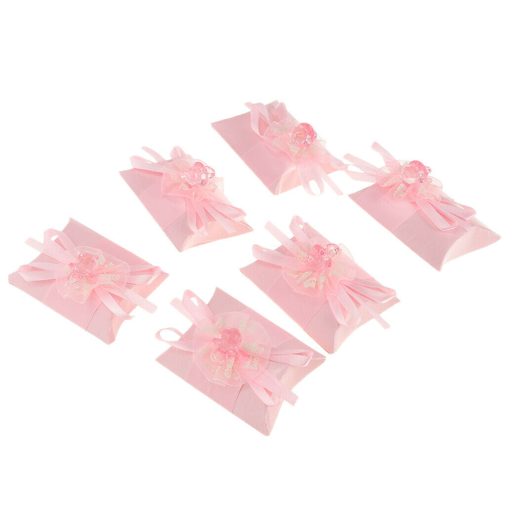 6pcs Flower Pillow Candy Gift Boxes Wedding Birthday Party Favors Pink