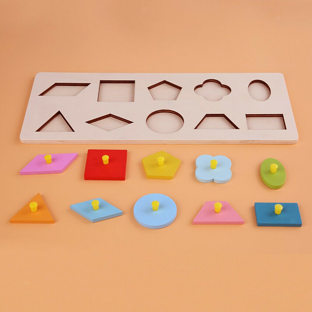 Wooden Montessori Sensory Geometric Peg Puzzles Toys for Kids Early Learning