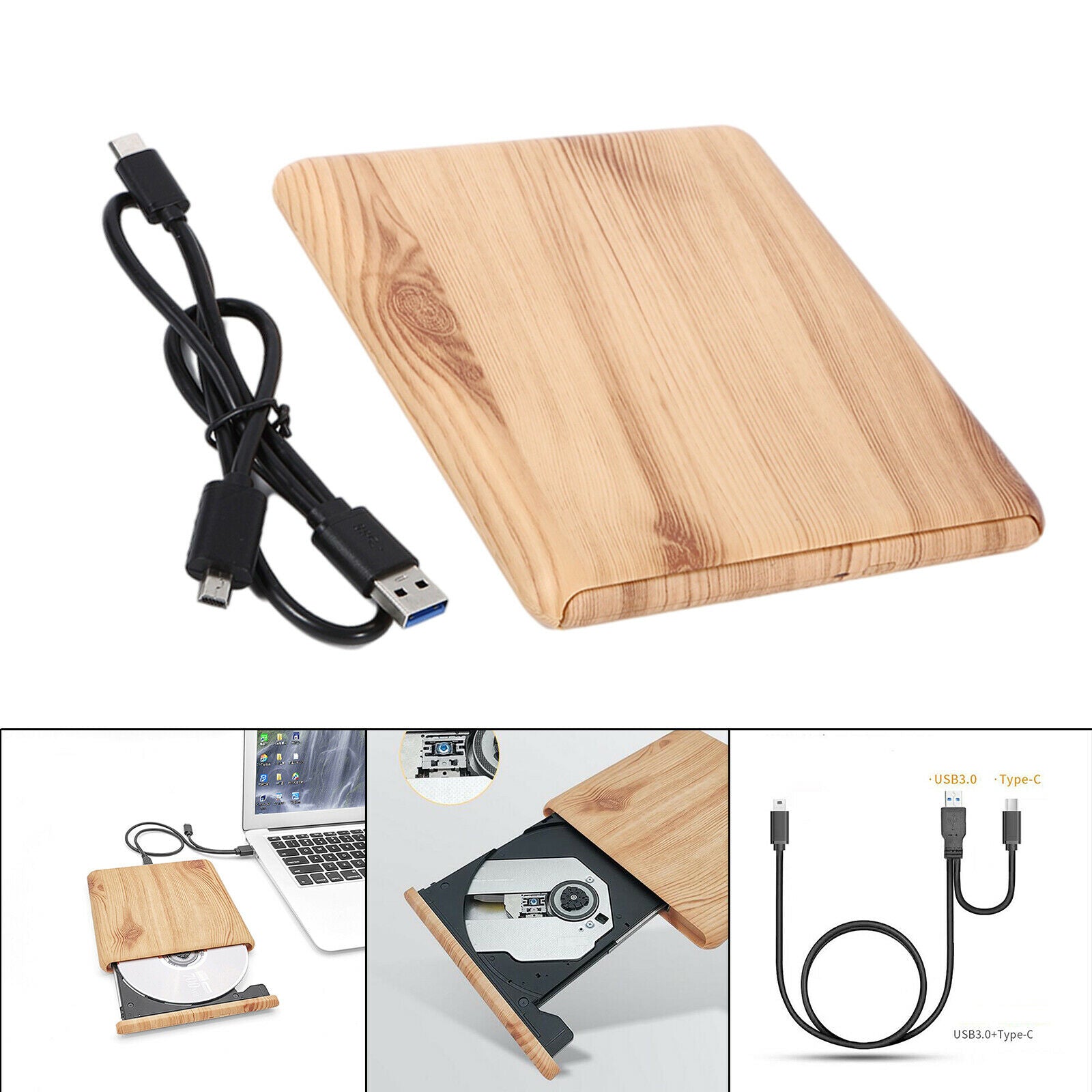 USB 3.0 Type-C CD DVD Drive Burner Writer Reader for Laptop Desktop Notebook