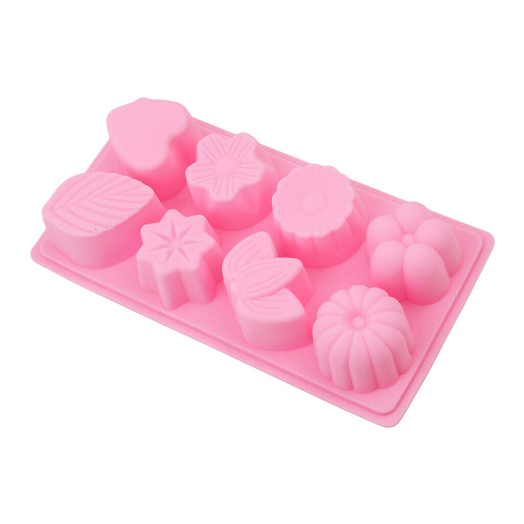 8 Cavity Assorted Silicone Flower Soap Mold DIY Soap Biscuit Muffine Mold